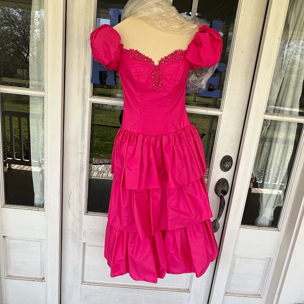 Vintage Fuchsia Tiered prom Dress (made in USA)